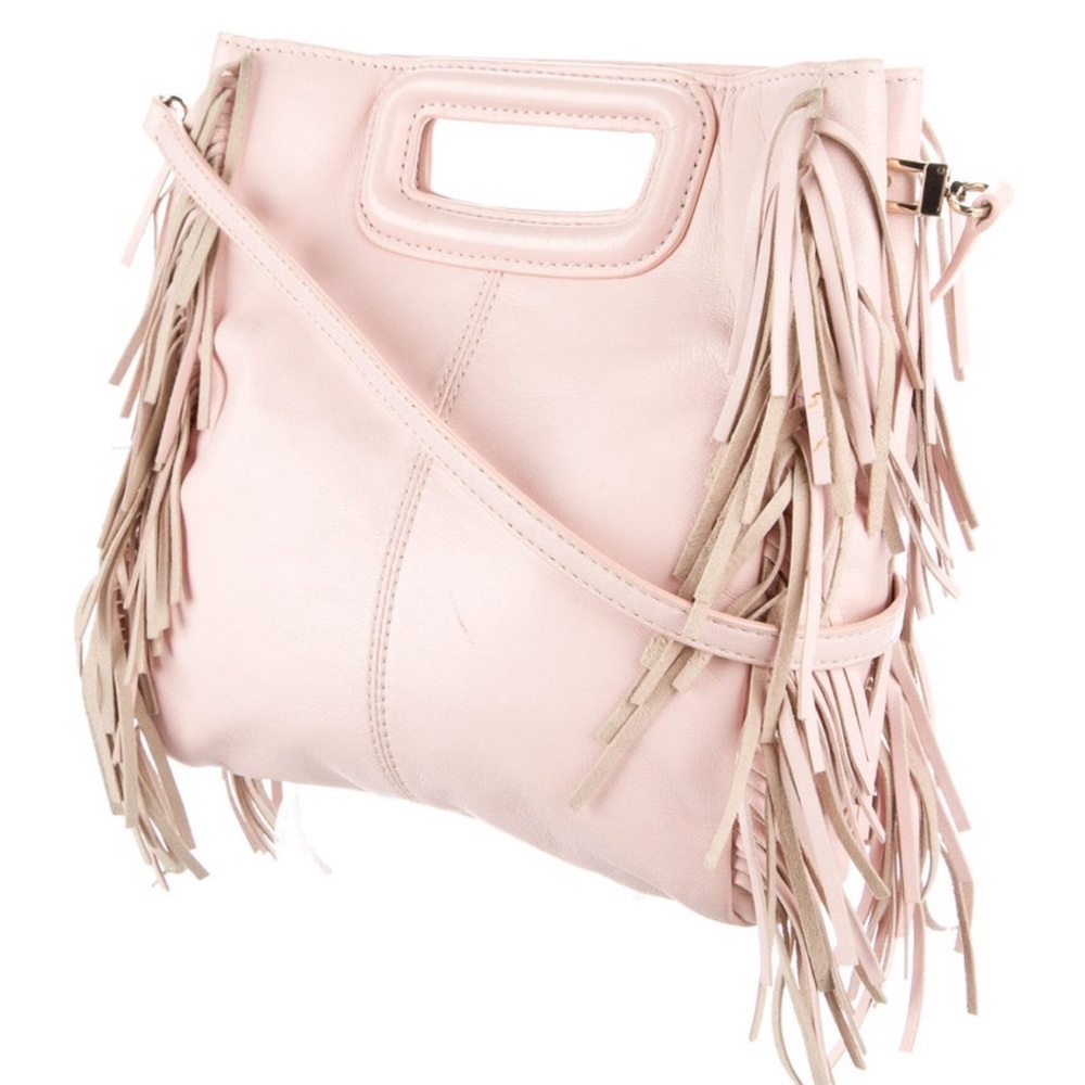 Maje Pink leather Fringe M crossbody purse